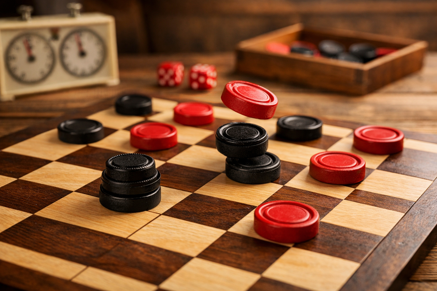 Illustration du Jeu de Dames (10×10) : plateau, pions et dames