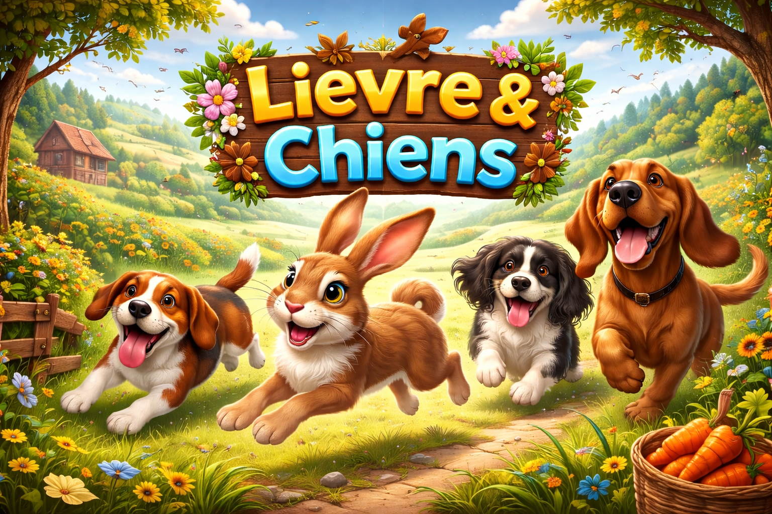 Illustration du jeu Lièvre et Chiens : un lièvre sur un plateau stratégique face à plusieurs chiens